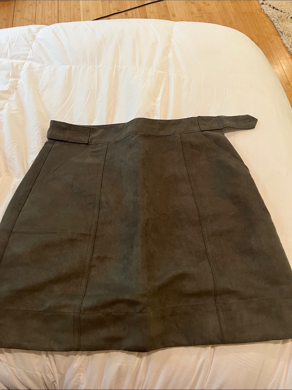 Banana Republic Olive Green Suede A-Line Skirt